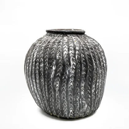 Váza Clayre & Eef Ø 20x20 cm Sivá kamenná dekoratívna váza